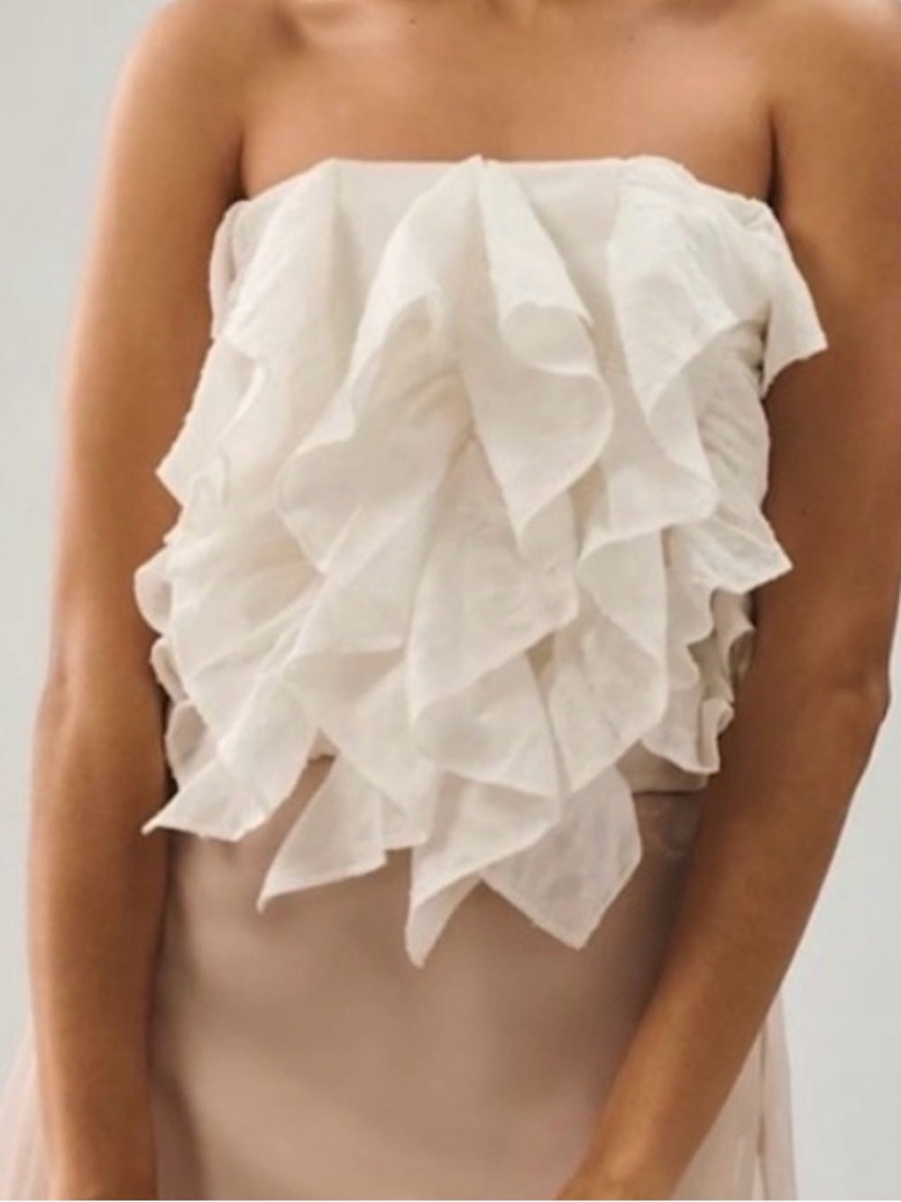 Anthropologie Strapless Ruffle tube top - White